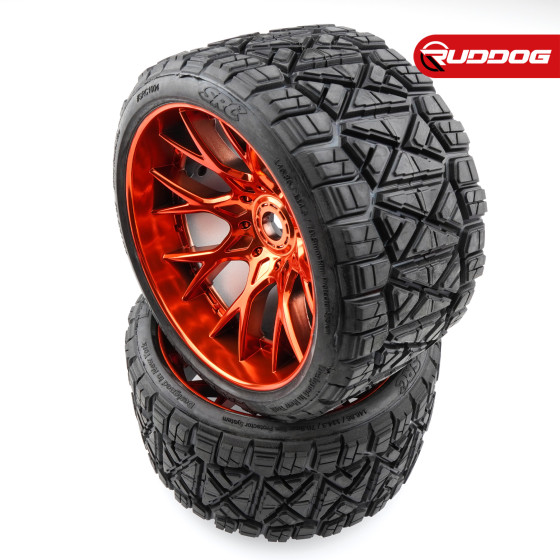 Sweep Land Crusher all terrain Belted tire Red wheels 1/2 offset (146mm Diameter) 2pcs