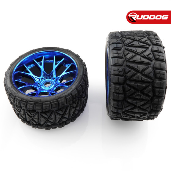 Sweep Land Crusher all terrain Belted tire Blue wheels 1/2 offset (146mm Diameter) 2pcs