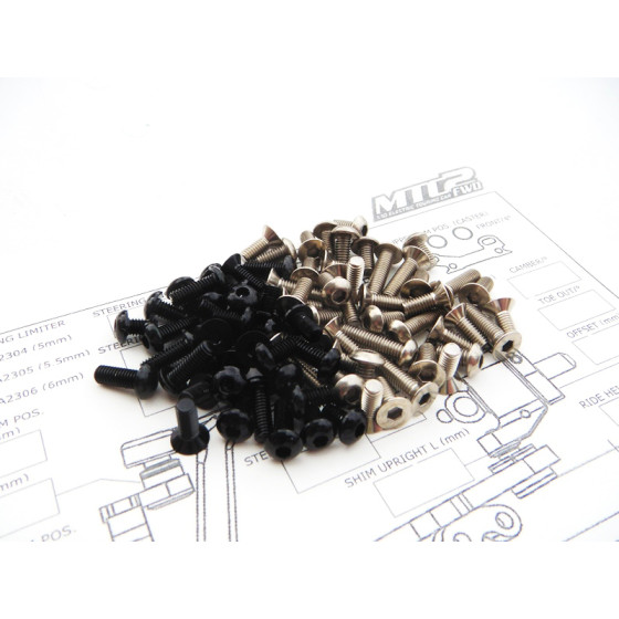 Hiro Seiko MTC2 FWD Titan/Alloy Hex Socket Screw Set (104pcs | Black)