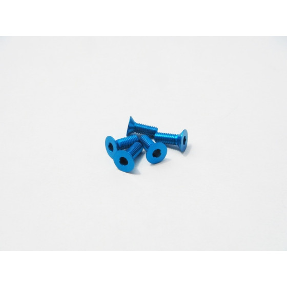 Hiro Seiko  Alloy Hex Socket Flat Head Screw M3x14  (4pcs | T-Blue)