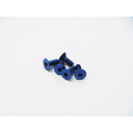 Hiro Seiko  Alloy Hex Socket Flat Head Screw M3x15  (4pcs | Y-Blue)