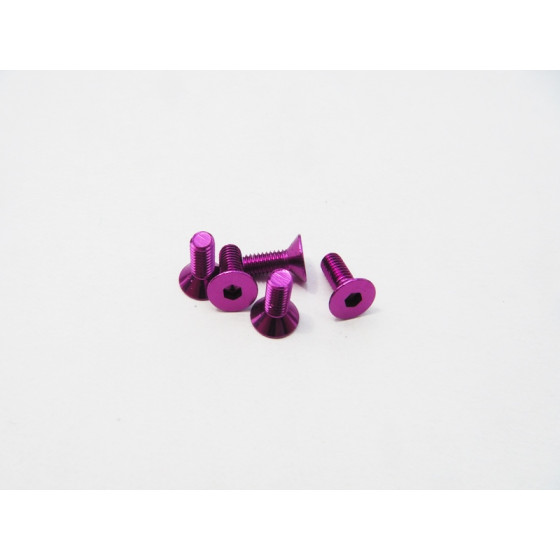 Hiro Seiko  Alloy Hex Socket Flat Head Screw M3x14  (4pcs | Purple)