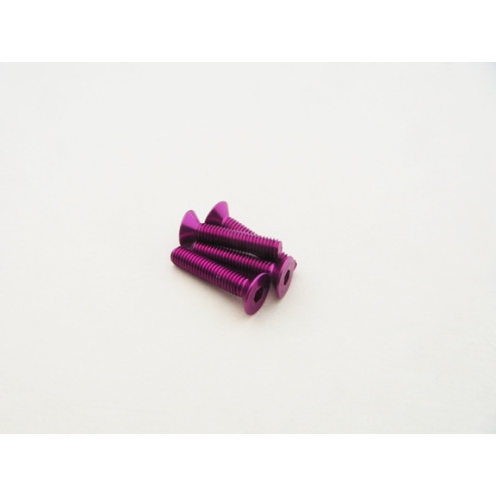 Hiro Seiko  Alloy Hex Socket Flat Head Screw M3x18  (4pcs | Purple)