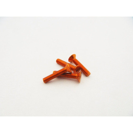 Hiro Seiko  Alloy Hex Socket Flat Head Screw M3x18  (4pcs | Orange)