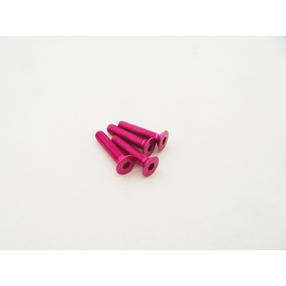 Hiro Seiko  Alloy Hex Socket Flat Head Screw M3x18  (4pcs | Pink)