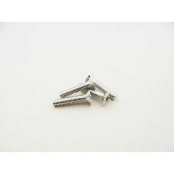 Hiro Seiko  Alloy Hex Socket Flat Head Screw M3x18  (4pcs | Silver)