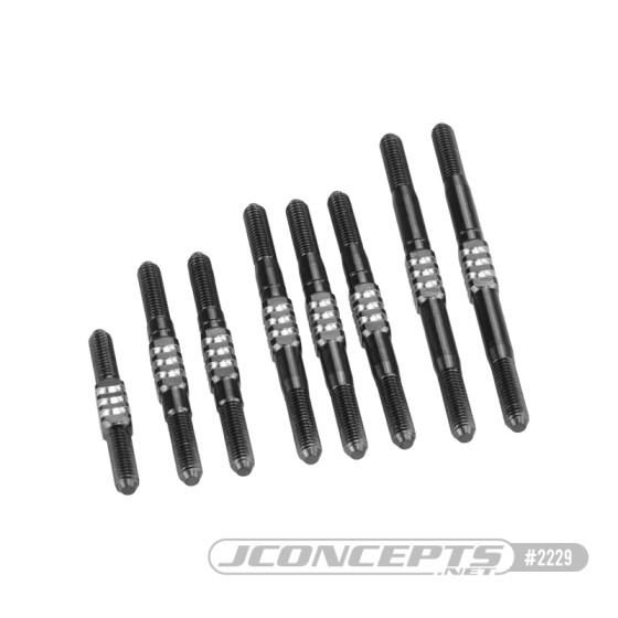 JConcepts RC10 Worlds Fin titanium turnbuckle set, black - 8pc. (Fits ? RC10 Championship Edition, Team Car, and Worlds Car)