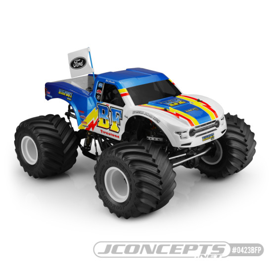 JConcepts 2020 Ford Raptor body - BF Power logo MT body (Fits ? Losi LMT / Axial SMT10, 7.25 width & 12.50-13.00 wheelbase)
