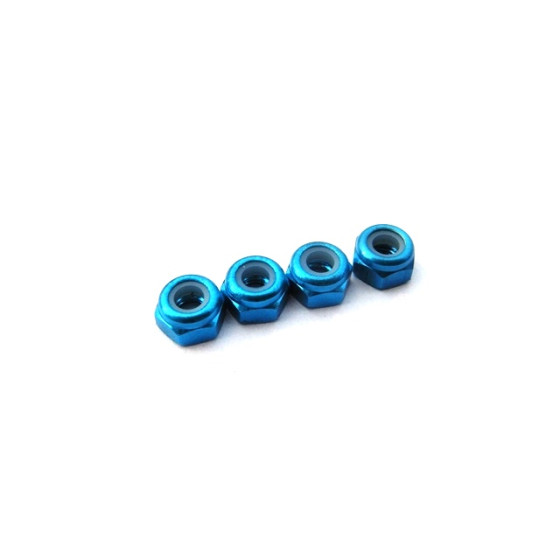 Hiro Seiko 3mm Alloy Nylon Nut (S_Size)  [T-Blue] ( 4 pcs)