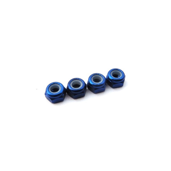 Hiro Seiko 3mm Alloy Nylon Nut (S_Size)  [Y-Blue] ( 4 pcs)