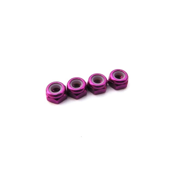 Hiro Seiko 3mm Alloy Nylon Nut (S_Size)  [Purple] ( 4 pcs)