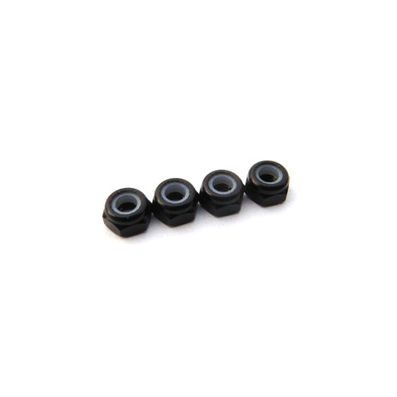 Hiro Seiko 3mm Alloy Nylon Nut (S_Size)  [Black] ( 4 pcs)