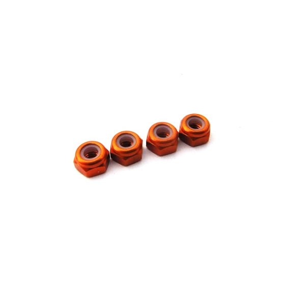 Hiro Seiko 3mm Alloy Nylon Nut (S_Size)  [Orange] ( 4 pcs)