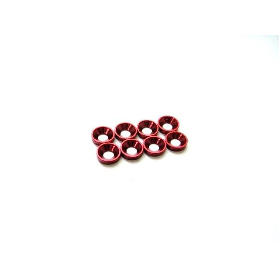 Hiro Seiko 3mm Alloy Countersunk Washer (S-Size) [Red] ( 8 pcs)