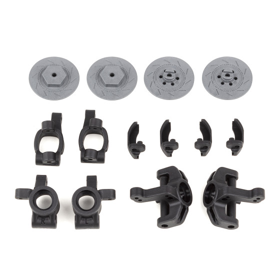 Team Associated Reflex 14R Steering and Caster Blocks, Rear Hubs, and Brake Discs