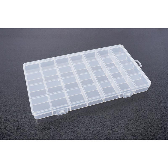 Koswork Parts Box 225x130x20mm (Grid Design in Lid, 28 fixed compartments)