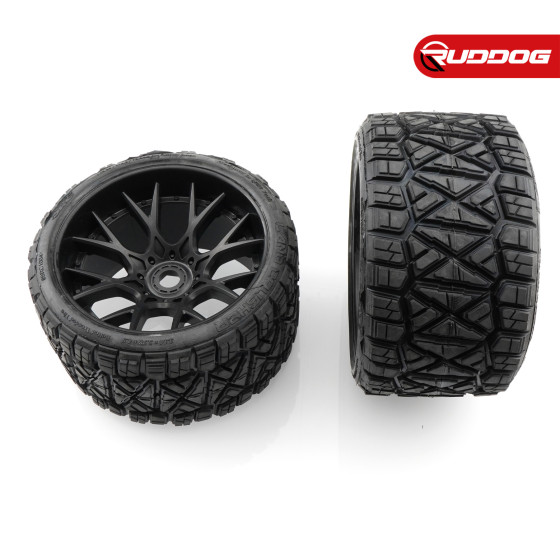 Sweep Land Crusher all terrain Belted tire Black wheels 1/2 offset (146mm Diameter) 2pcs