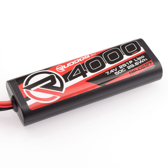 RUDDOG 4000mAh 50C 7.4V LiPo Round Stick Pack Battery with Tamiya compatible Plug