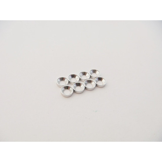 Hiro Seiko M2.5 Aluminum Countersunk Washer (S-Size) [Silver] (8pcs)
