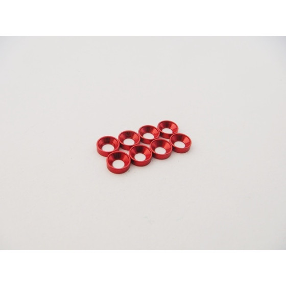 Hiro Seiko M2.5 Aluminum Countersunk Washer (S-Size) [Red] (8pcs)