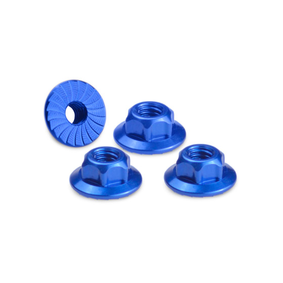 Jconcepts 4mm large flange serrated locknut - blue (fits, B6, B5, TLR, Xray, Serpent, Kyosho)