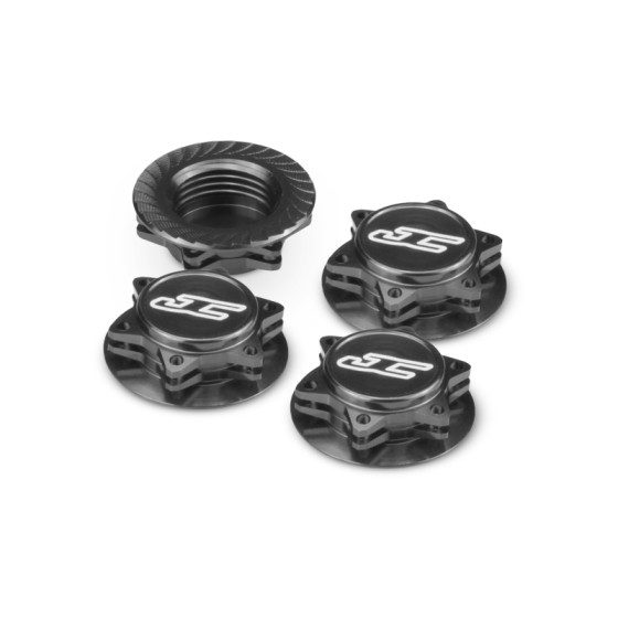 Jconcepts Fin, 1/8th serrated light-weight wheel nut (fine thread) - closed end - black