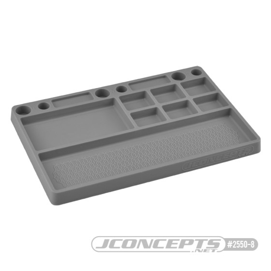 Jconcepts parts tray, rubber material - gray