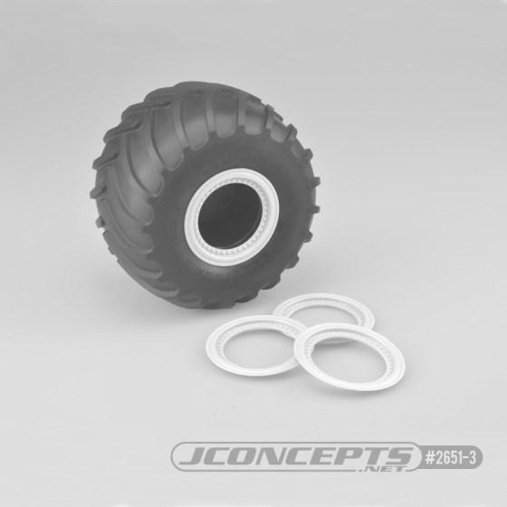 Jconcepts Tribute wheel beadlocks - white - glue-on set, 4pc.(Fits - #3377 Tribute wheels)