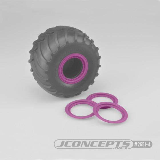 Jconcepts Tribute wheel beadlocks - pink - glue-on set, 4pc.(Fits - #3377 Tribute wheels)
