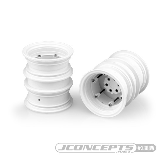 JConcepts Krimson Dually - 2.6 dual truck wheels w/ adaptors, covers - (white) - 2pc.