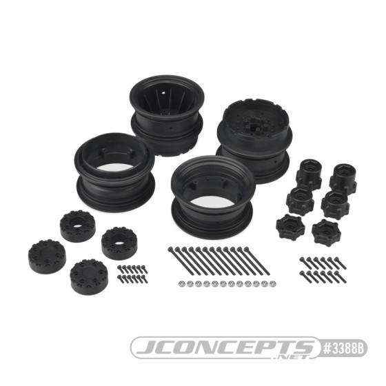 JConcepts Krimson Dually - 2.6 dual truck wheels w/ adaptors, covers - (black) - 2pc.