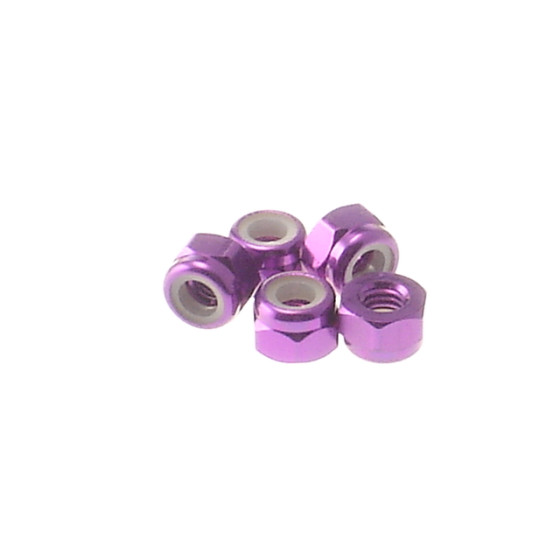 Hiro Seiko 3mm Alloy Nylon Nut  [Purple] ( 5 pcs)