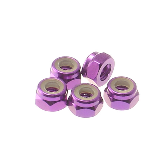 Hiro Seiko 4mm Alloy Nylon Nut  [Purple] ( 5 pcs)