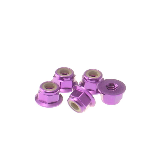 Hiro Seiko 4mm Alloy Flange Nylon Nut  [Purple] ( 5 pcs)