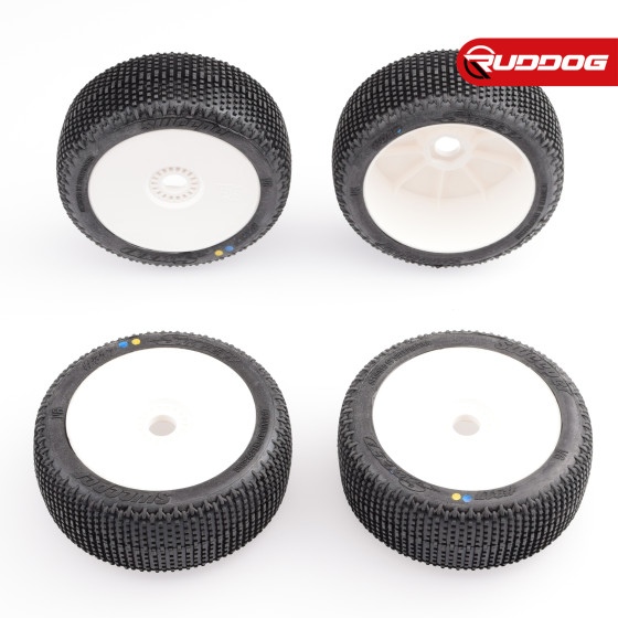 Sweep SWEEPER Yellow (Extreme soft) X Pre-glued set 8th Buggy tires/White wheels 4pcs
