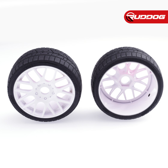Sweep 1:8 EXP GT racing treaded glued tires 40deg. w/Belt(EVO16 white wheel), 2pcs