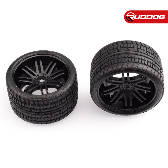 Sweep Road Crusher Onroad Belted tire Black wheels 1/4 offset (146mm Diameter) 2pcs