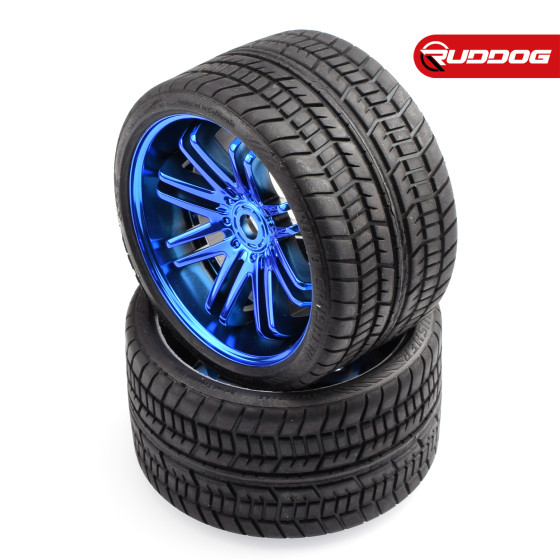 Sweep Road Crusher Onroad Belted tire Blue wheels 1/4 offset (146mm Diameter) 2pcs