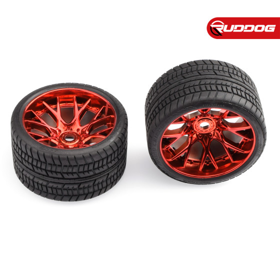 Sweep Road Crusher Onroad Belted tire Red wheels 1/2 offset W/ WHD (146mm Diameter) 2pcs