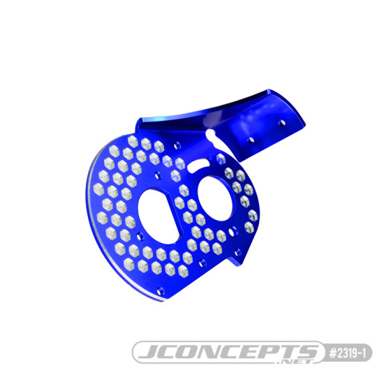 JConcepts RC10 aluminum rear motor plate - honeycomb - blue