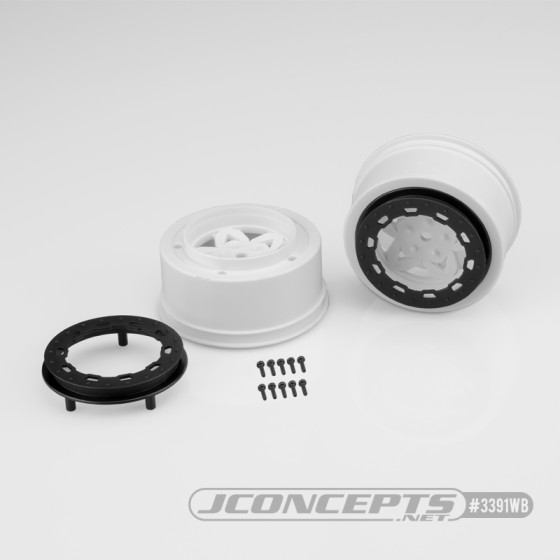 JConcepts Tremor, Slash rear, Slash 4x4 F&R wheel - white wheel / black beadlock - 2pc.