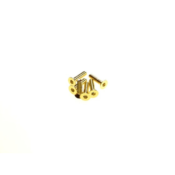 Hiro Seiko Hex Socket Flat Head Screw M3x12  [24K_Gold] ( 6 pcs)