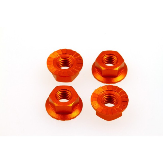 Hiro Seiko 4mm Alloy Serrated Wheel Nut  [Orange] ( 4 pcs)