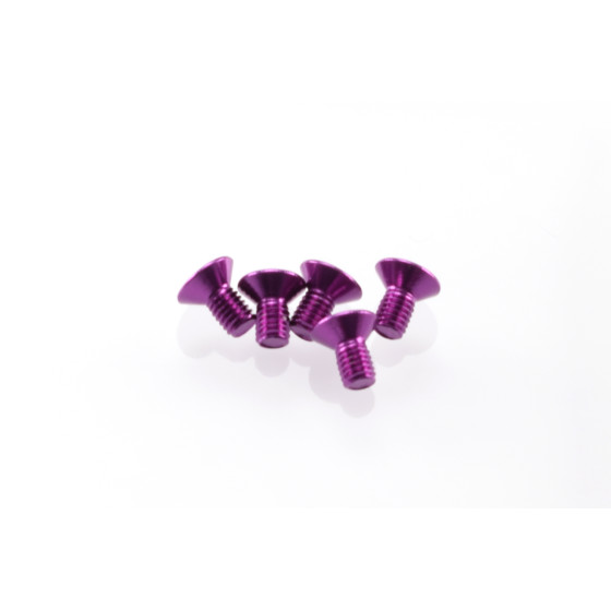 Hiro Seiko Alloy Hex Socket Flat Head Screw M3x6  [Purple] ( 5 pcs)