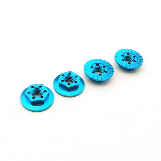 Hiro Seiko Thin Serrated Wheel Nut 4mm (T-Blue | 4pcs)
