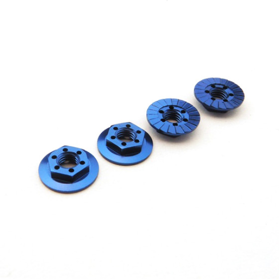 Hiro Seiko Thin Serrated Wheel Nut 4mm (Y-Blue | 4pcs)