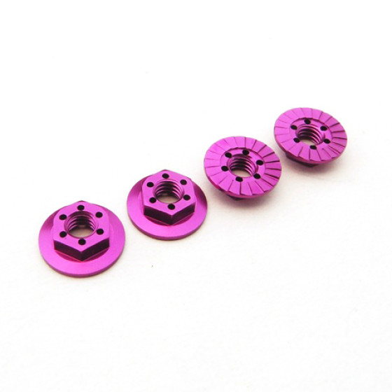 Hiro Seiko Thin Serrated Wheel Nut 4mm (Purple | 4pcs)