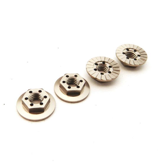 Hiro Seiko Thin Serrated Wheel Nut 4mm (Ti | 4pcs)