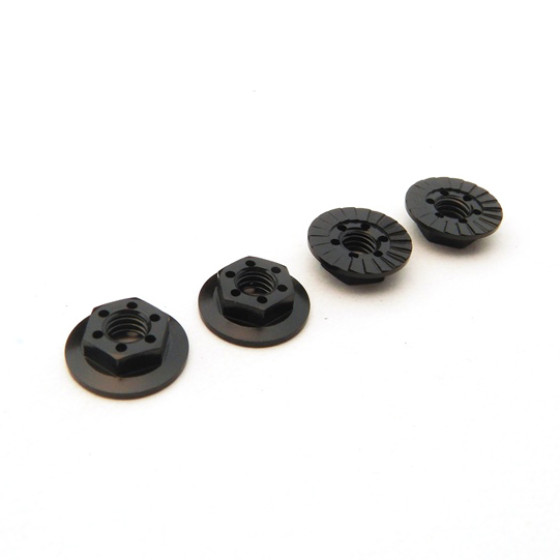 Hiro Seiko Thin Serrated Wheel Nut 4mm (Black | 4pcs)
