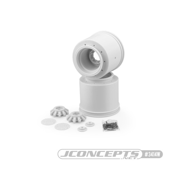 JConcepts Aggressor - 2.6 x 3.8 17mm hex Monster Truck wheel, white (Losi LMT, Traxxas Maxx wheel)